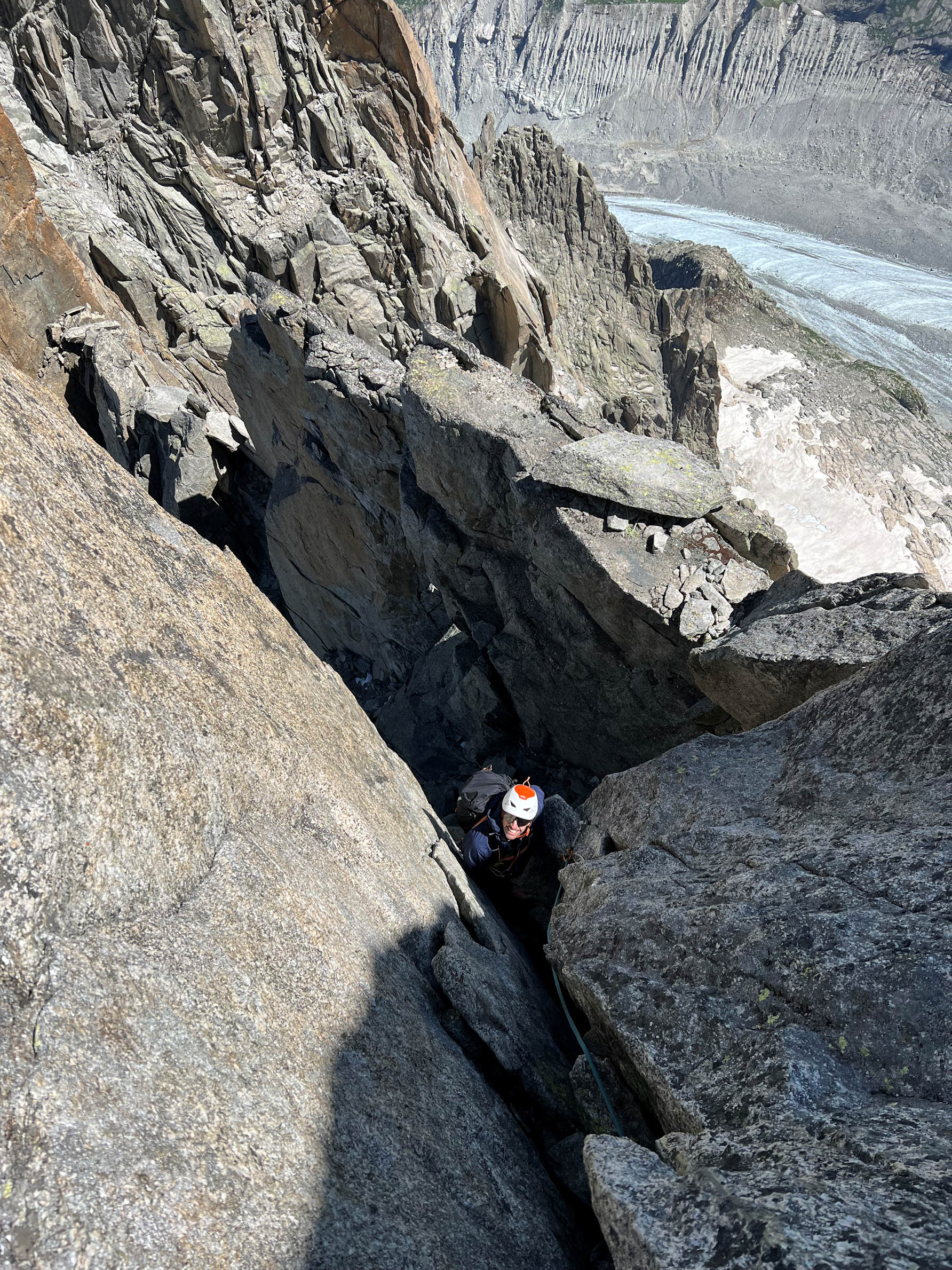 Traversée Grands Charmoz Grépon fissure Mummery
