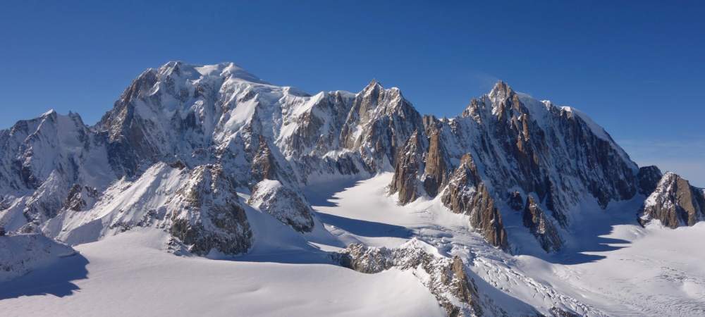 Randonnées raquettes sur glacier à Chamonix, col d'entrèves