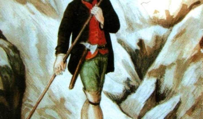 Jacques Balmat dit « Mont-Blanc ». Peinture de Bacier d’albe en 1787.