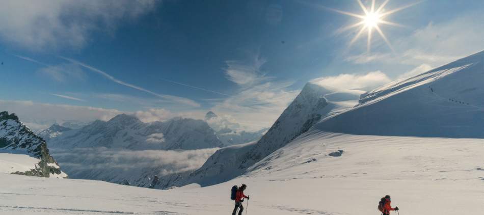 Haute Route Chamonix Zermatt à skis en hiver, la Serpentine