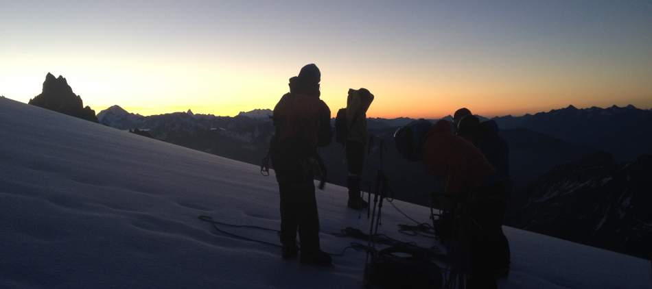 Lever de soleil au bivouac du Petit Mont Blanc
