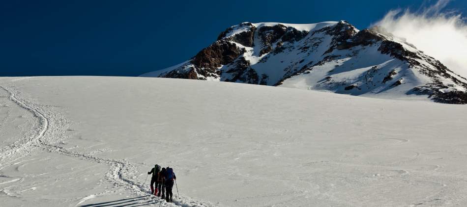 Alpiniste sur le glacier de Lys massif du Mont Rose