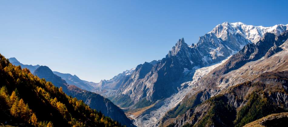 randonnée tour du Mont Blanc, le glacier de la Brenva