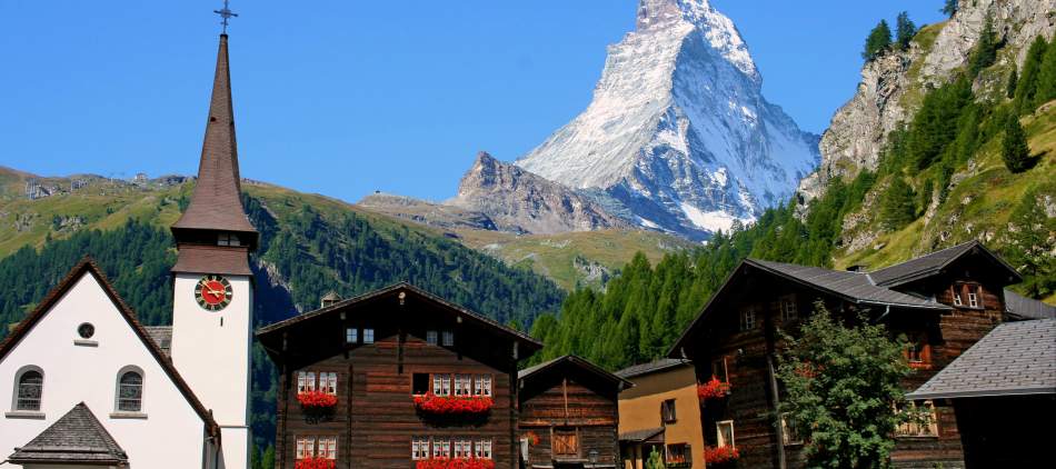 le village de Zermatt et le Cervin